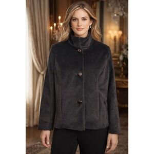 Laura Ashley Petite Small Black Textured Jacket Thick Country Club HYGGE Career